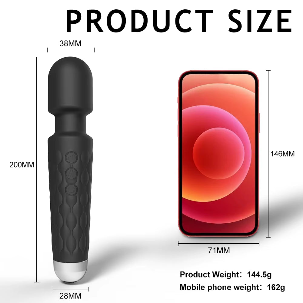 Powerful Vibrator Women'S Magic Wand USB Rechargeable Waterproof Massager Clitoral G-Spot Vibrator Sex Toy Suitable for Adults